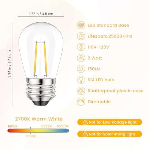 Guirnalda de luces exterior Svater 48FT con 30 bombillas 2W miniatura 7