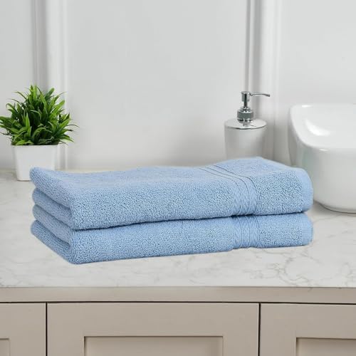 Image of Hand Towels 480 GSM 16x24 inches, Soft & Highly Absorbent Bathroom /Face Towels, Pack of 2 (Light Blue)