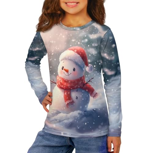 Image of Girls Long Sleeve Shirts Casual Crewneck Soft T-shirts for Girls 3-16 Years Old