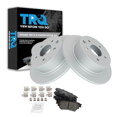 Image of TRQ Rear Brake Pad and Rotor Set Ceramic Compatible with 2019-2021 Nissan Altima All Wheel Drive with Manual Parking Brake