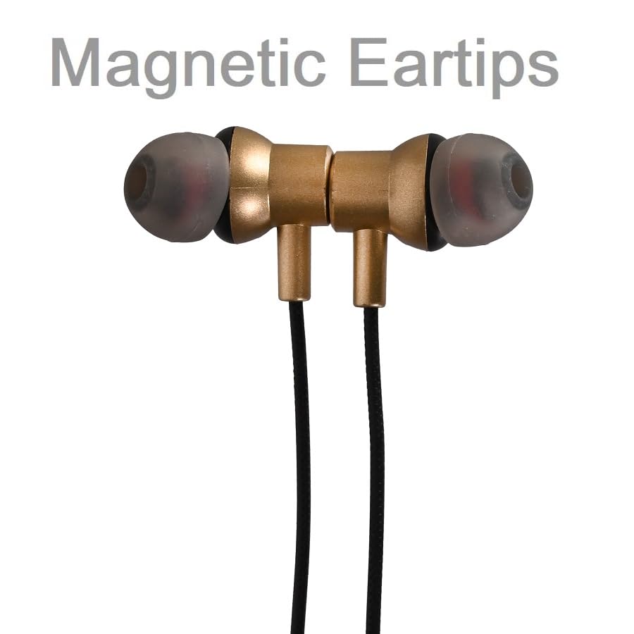 Image of JGD Boom Z1 Bluetooth 5.3 Neckband with Up to 25 Hours Playtime and Hi-Fi Stereo Sound in Ear Neckband, Magnetic earpiece,Voice Assistant with Mic (Golden)