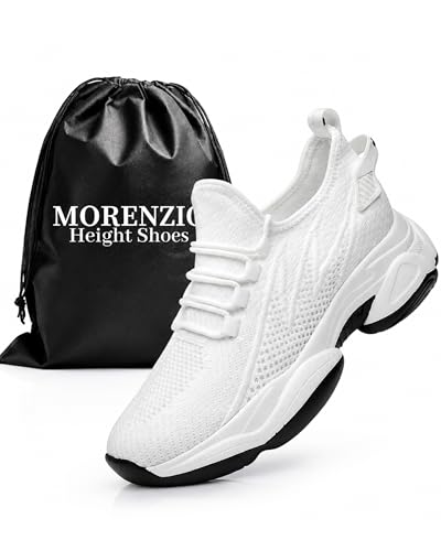 Height Increasing Shoes Boost Your Height (+2.4 +3.1 +3.9) Invisible Lift Sneakers with Arch Support Non-Slip Sole (White US Footwear Size System Adult Men Numeric Medium 8)