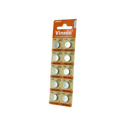 10 Pilas Alcalinas Vinnic LR43 L1142 para Reloj