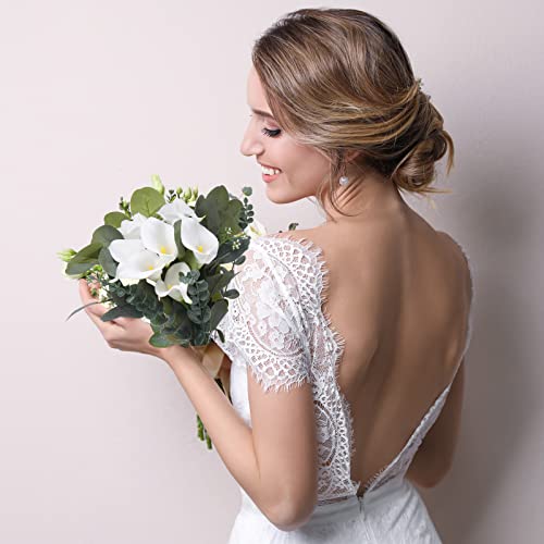 40 Pcs 13 Inch Calla Lily Artificial Flowers Wedding Bouquet Artificial Real Touch Latex Flowers Calla Lily Artificial Flowers For Home Wedding Party Plant Decoration, White With Yellow Core #TOP3