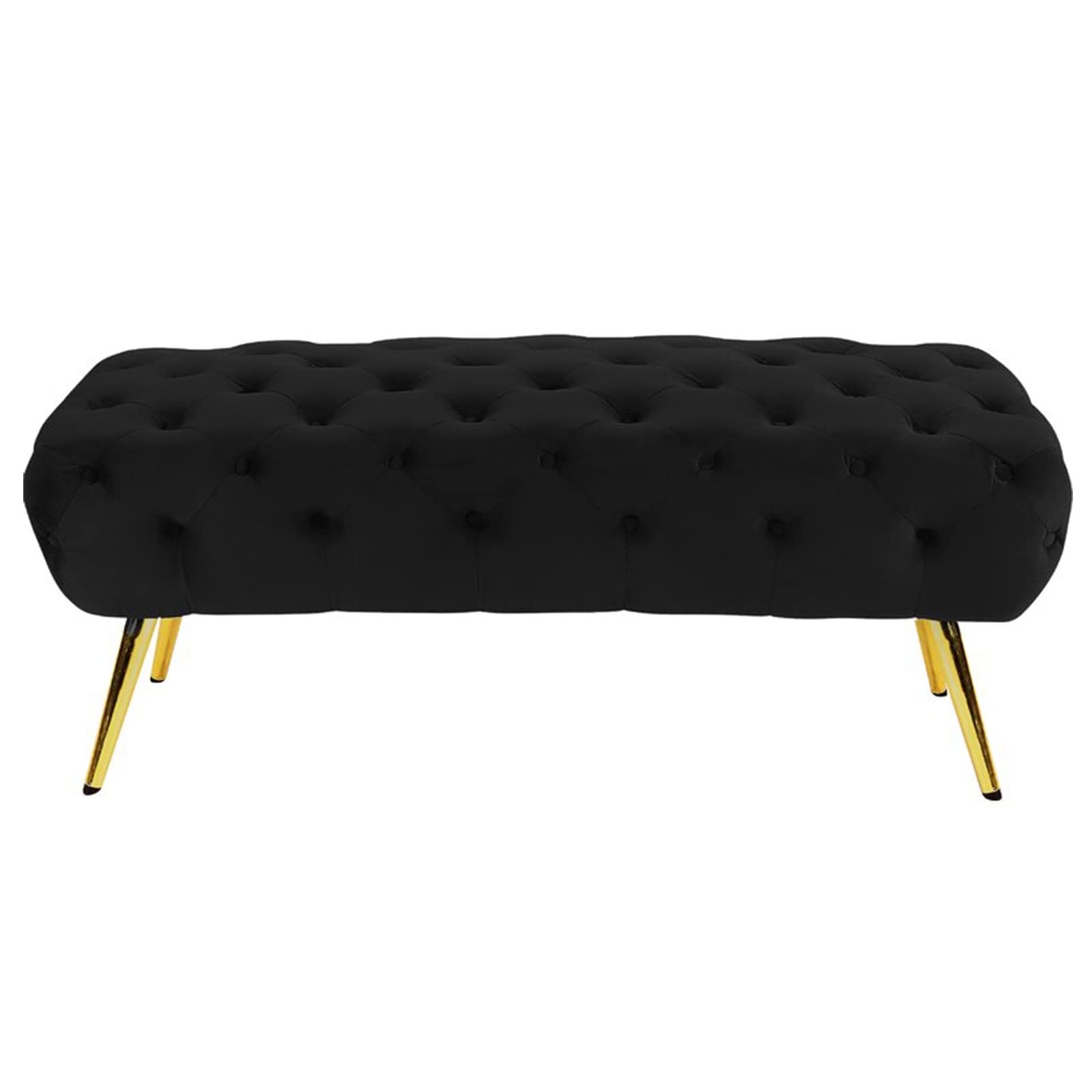 Tabouret repose-pieds en velours noir 100x45cm banquette bout de lit