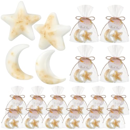Demissle 20 Sets Baby Shower Favors Moon and Star Shaped Bath Soaps with White Thank You Cards Showing Love Gifts for Guest Return Prizes Gender Reveal Birthday Party Decor