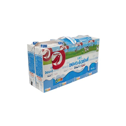 AUCHAN Lait demi-écrémé UHT 8x1L