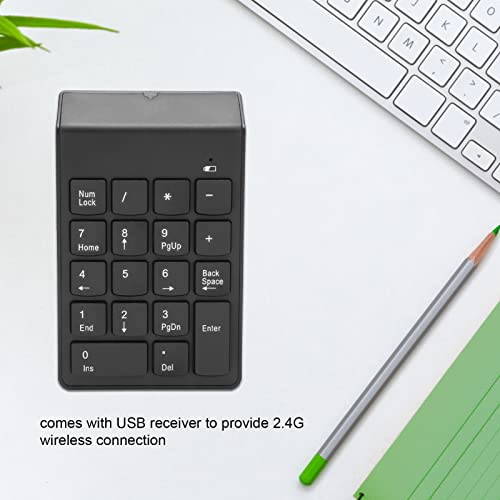 Ouitble Kabelloser Ziffernblock 2.4G Numpad Kabellos 18 Tasten Ergonomischer Mini-Nummernblock mit USB Empfänger, Nummernblöcke Ultra Dünn für Laptop Notebook Desktop PC