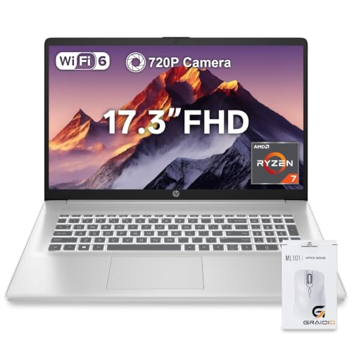 Image of HP Essential 17 inchFHD AMD Ryzen 7 7730U Laptop, 16GB DDR4 + 1TB SSD | 17.3 inch FHD IPS, Full-Size backlit Keyboard, HD Camera with Privacy Shutter, Wi-Fi 6, Bluetooth, Win 11 Home, Silver