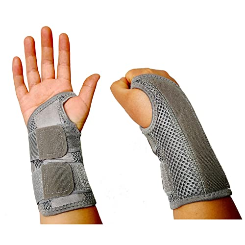 Attelle de poignet du canal carpien, dragonne réglable pour soulager la douleur de tendinite et d'arthrite (main droite, S/M, gris) Cover
