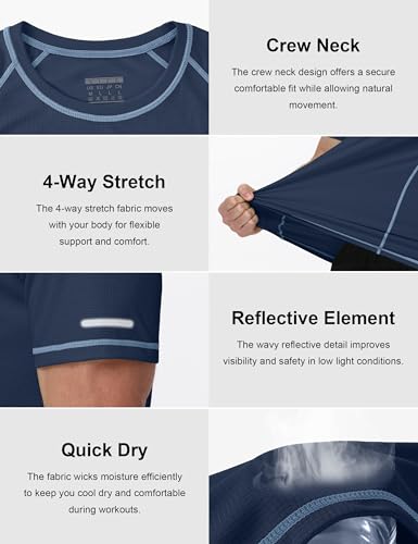 Image of Roadbox Men's Short Sleeve Swim Shirt, UPF 50+ Quick Dry Rash Guard, UV Sun Protection Water T-Shirt for Beach and Surfing