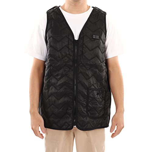 Colete elétrico aquecido, colete aquecido elétrico preto com 7 áreas, alimentado por USB, 3 marchas,