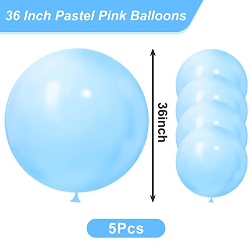 Rubfac Large Balloons, Pastel Blue Giant Balloons, 36In, 5Pcs, Latex Helium Balloons, Birthday Party Photo Shoot Wedding Baby Shower Bridal Decoration #TOP1