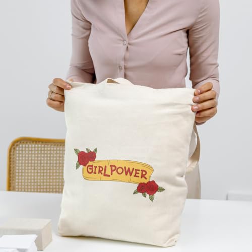 Image of Roundsun Cotton Canvas Vertical Tote Bag With Main Zipper Closure & Inner Pocket Size 16 Height 14 Width 3.5 Base |300 GSM Cloth|Shopping /Grocery Multi-Purpose Bag