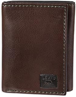 Levi's Men's Trifold Wallet-Sleek and Slim Includes Id Window and Credit Card Holder, Brown Stitch, One Size