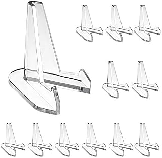 Hipiwe 12 Packs Acrylic Easel Stands Clear Mini Coin Display Easel Holder