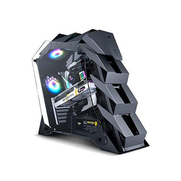 etroo K1 Pangolin Mid-Tower ATX PC Gaming Case, Dual Tempered Glass, USB 3.0 I/O Panel High Airflow Computer Case Max 360mm Water Cooler Support (Fans are not Included)