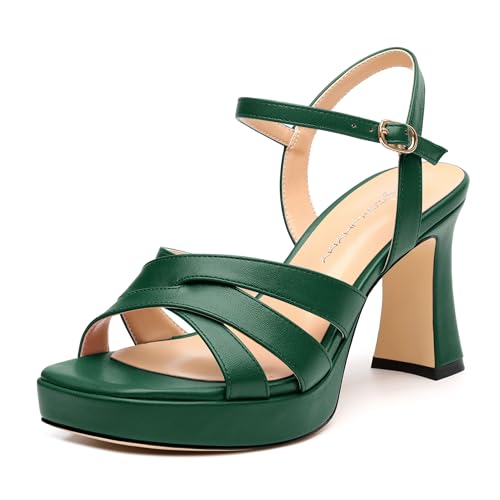 Image of Women Square Toe Platform Block Heel Sandals 3.3'' | Elegant Comfort Formal Dress Footwear, Stylish Ladies Sandals For Daily Office Wedding Evening Party Formal Occasions