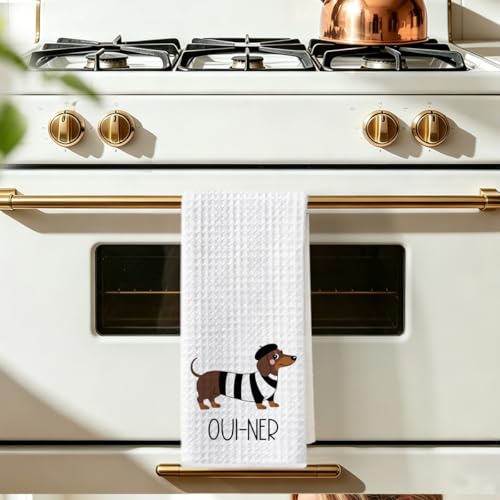 Image of Hanamiya Na Dachshund Kitchen Towels 24x14 Inch, Dachshund Gifts Reusable Cleaning Dish Towels for Kitchen Bathroom Decor, Waffle Weave Hand Cloth Tea Towel, Funny Dog Gifts for Women Mom Friend
