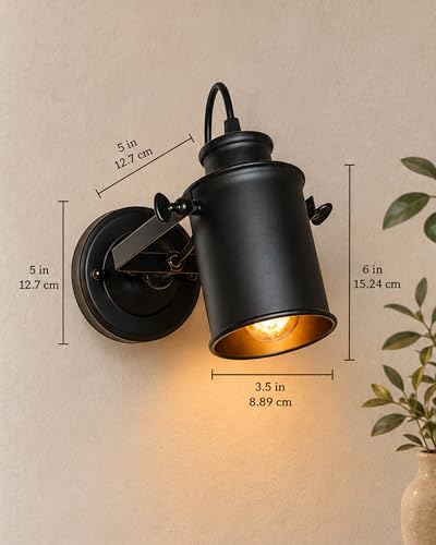 Image of Homesake Industrial Black Track Spotlight Wall /Ceiling Light, Adjustable Metal Spot Light Fixture for Kitchen, Dining Room, Bedroom & Living Room | Modern Flush Mount Directional Lamp (1-Light)