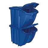 Suncast Recycle Bin Kit - Stackable Organizer Stores Recyclables, Tools and Toys - Storage Bin with Front Flap Ideal for Dry Storage - Blue