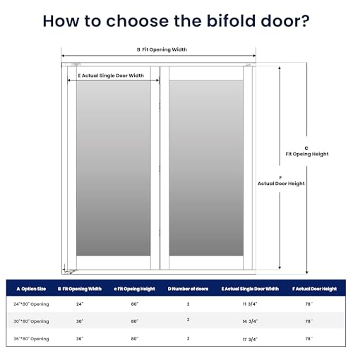 Image of Bifold Doors 36 x 80, Bifold Mirror Closet Doors with Hardware Kit