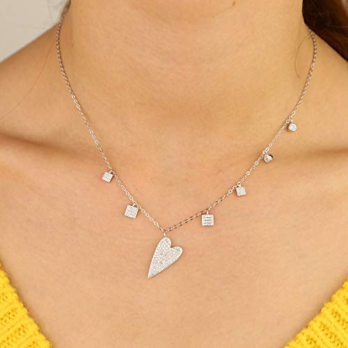 Joyería de moda para mujer con colgante de corazón transparente de plata 2
