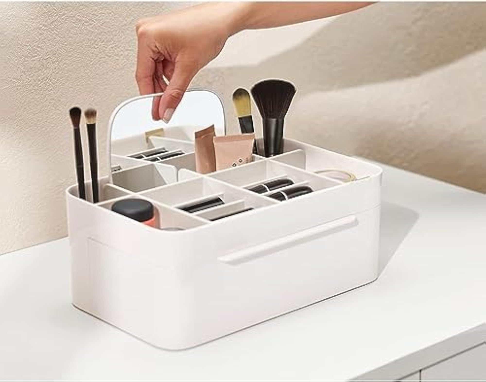 Cosmetics Storage Box with Mirror