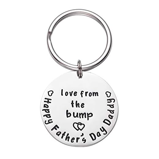 Love From The Bump Happy Father’s Day Gift Daddy to Be Gift Keychain Keyring Stainless Steel (Keychain)