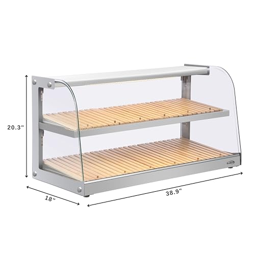 Image of KoolMore 40 in. Glass Countertop Dry Bakery Display Case with Two Shelves and Bamboo Trays