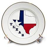Nur zu Dekorationszwecken 3dRose CP 58725 _ 1 Texas State Flagge in die Übersichtskarte und Buchstaben von Texas. Porzellan Teller, 20,3 cm