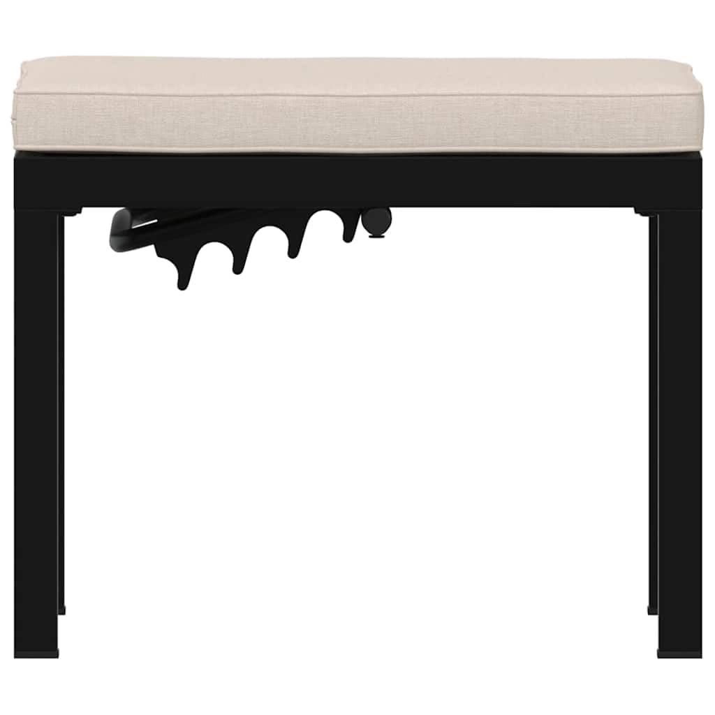 Taboret ogrodowy z poduszką ze stali malowanej proszkowo, czarny, 55 x 55 x 39,5 cm, 3-stopniowa regulacja wysokości, nośność 110 kg, na taras, balkon, patio, salon