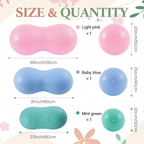 Image of Jexine Peanut Ball Set for Kids Yoga Balance Exercise Ball for Pregnancy & Home Gym, Includes 1 Pump & Different Size Options