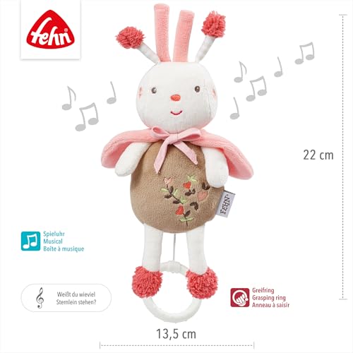 5. Bild von Fehn Spieluhr Baby Einschlafhilfe Biene - Kuscheltier mit Befestigung - Einschlafhilfe Melodie Weißt du wieviel Sternlein - Babyspielzeug für Unterwegs & Zuhause - Musikspielzeug für Babys & Kinder