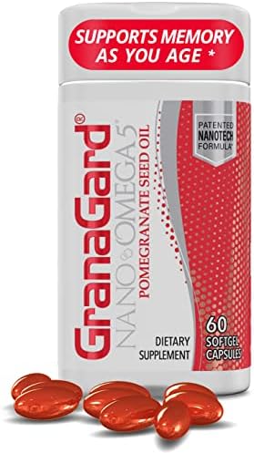 GranaGard Memory Supplement for Brain Omega 5 Nano Technology for Focus and Brain Booster, Antioxidant, 60 Memory Supplements for Brain Support, Pomegranate Extract