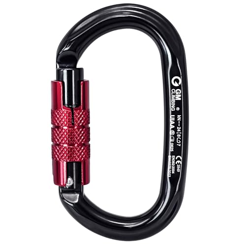 GM CLIMBING UIAA CE認証 24kN ロッキングカラビナ オーバル型 航空機級のアルミ製 登山 クライミング ビレイ アーボリスト ツリークライミング 3種類ロックあり オートロック 1個入り