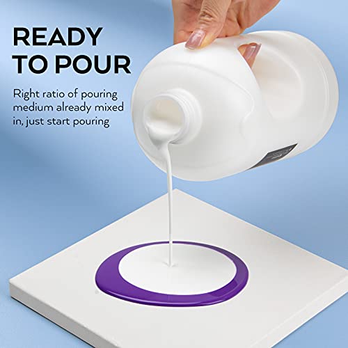 Nicpro Titanium White Color Acrylic Pour Paint, 32 Ounce Pre-Mixed Pouring Paint Supplies With Silicone Pour Oil & Gloves For Canvas, Rock, Wood Cell Creation Flow Diy Art Painting, Ready To Pour #TOP2