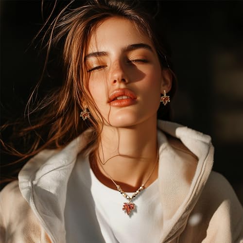 Gold Silver Stud Earrings Pendent Necklace Sets for Women, Dainty Rhinestone Crystal Necklace Earing Jewelry Set Wedding Accessories Fashion Holiday Gift2