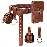 Belt Pouch Waist Bag Fanny Pack Steampunk Phone Holder Casual Medieval Renaissance Cosplay Costume Accessories (2Pouch-Brown)