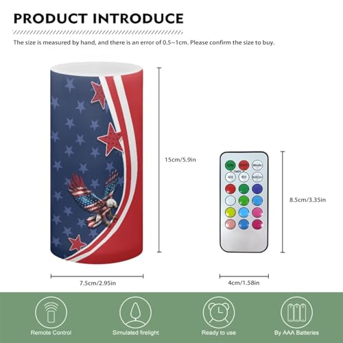 Image of Poceacles 4th of July Eagle American Flag Star LED Candle Patriotic Flickering Wick Electric Candles Independence Day Decorative Tealight for Home Fourth of July Decoration