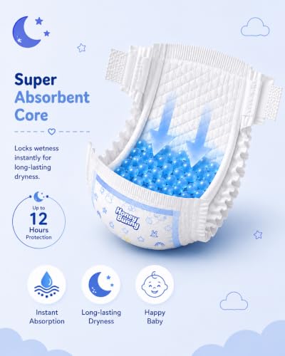 Image of Honey Bunny Tape Diaper for Baby | NB Size | 66 Pack | Ultra thin | Cottony Super Soft | Super Fast Absorption | 0-5 Kg
