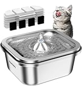 Pawtners Cat Water Fountain Stainless Steel 4L/140oz Pet Fountain Water Bowl Indoor, Automatic Do...