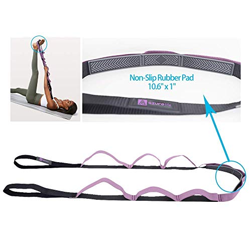 image for A AZURELIFE Stretch Strap with 11 Loops, Half Elastic Stretching Strap
