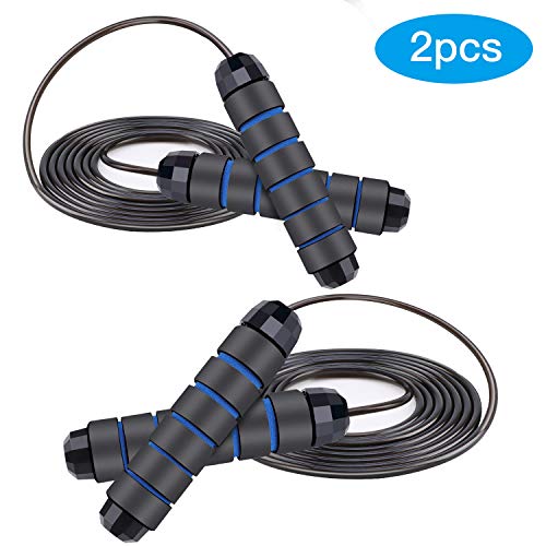 QKURT 2 Packs Jump Rope,Adjustable Jump Rope for Workout, Ball Bearings Tangle-Free Rapid