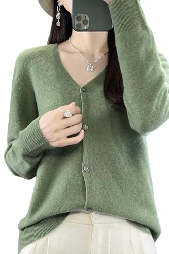 100% Merino Wool Sweaters Women's Fall Winter Female Cardigan V-Neck Sexy Knitted Long Sleeves New Simple(015)
