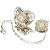 MIYOCAR Sparkling Bling Custom Baby Pacifiers and Clips/Holder Kit with Name Personalized with Rhinestones for Boy and Girl Baby Shower (Gold)
