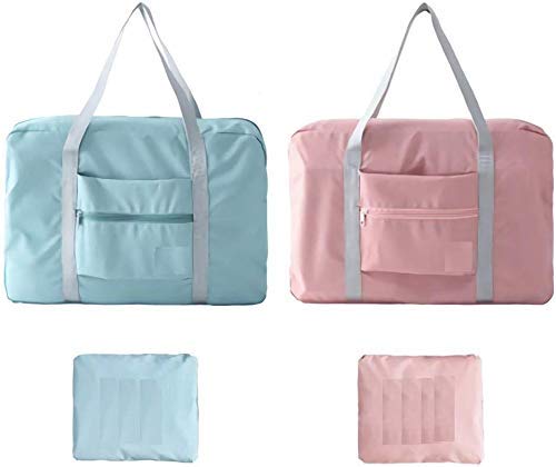Women's & Men's Water Resistant Nylon Foldable Luggage Travel Duffel Bag for Sports, Gym, Vacation - Multi Color (Pack 2, Style 2)