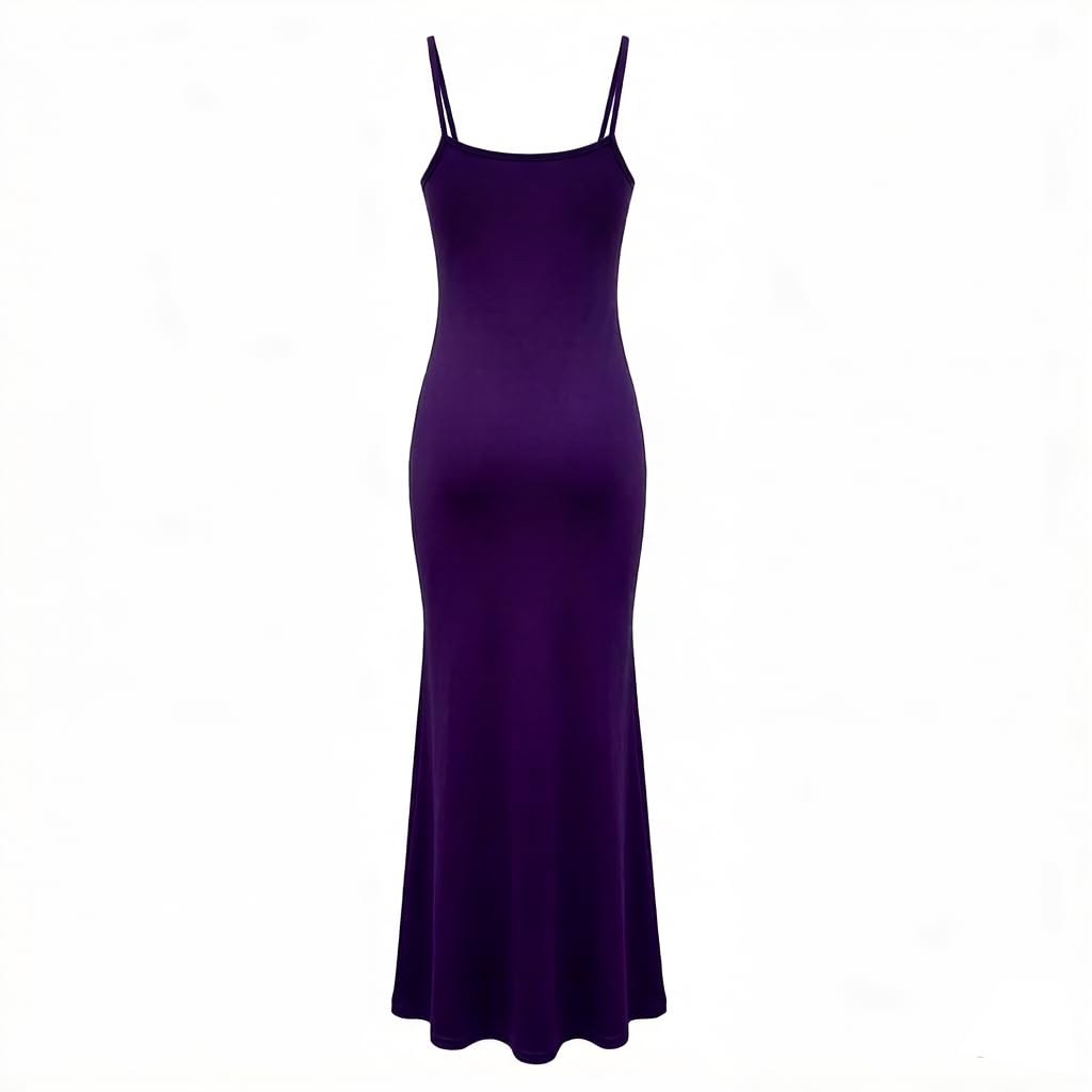 Maxi abito da donna sensuale casual, elegante, senza maniche, con schiena scoperta, aderente