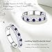 RANDES September Birthstone Ring 925 Sterling Silver Blue Sapphire Rings for Women Cubic Zirconia Wedding Band 2-Row Stackable Rings Size 7