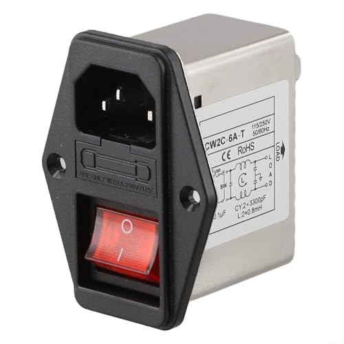 Iec Socket Series Power Safety Cw2bt Cw2ct tipo con interruptor de filtro de luz compacto de metal para supresión de ruido Shell Communicat (CW2C6AT)